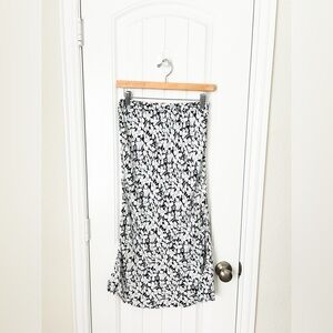 Gap Navy White Floral Midi Skirt Size XS